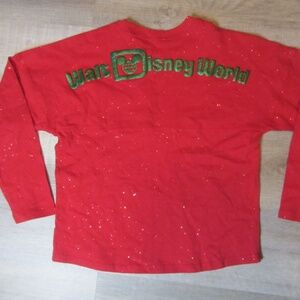 Disney Parks Spirit Jersey Youth XL Red Glitter Minnie Mouse Christmas Sparkle